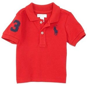 Polo by Ralph Lauren Infant Size 3 Months Red Cotton Short Sleeve Big Pony‎ Polo
